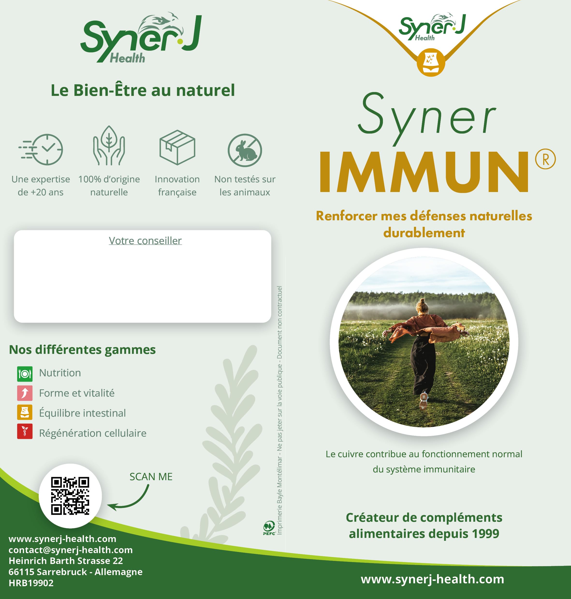 SynerIMMUN | Complexe 8 champignons + levures probiotiques + cuivre pour défenses naturelles, équilibre intestinal & vitalité | SynerJ Health (90 gélules)