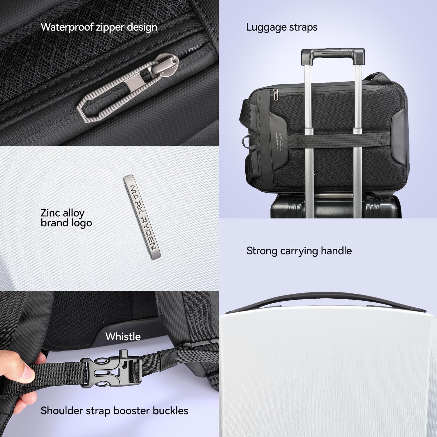 MARK RYDEN Laptop Backpack for Men, Hard Shell Anti-Theft Backpack with TSA Approved Lock and USB Charging Port, Business Backpack for Working, Commuting