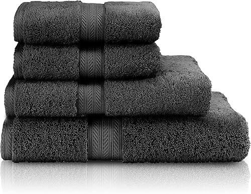 LINEN REPUBLIC Juego de toallas de 4 piezas, 1 toalla de baño, 1 toalla de mano, 2 toallas pequeñas, toallas 100% algodón para baño, toallas de