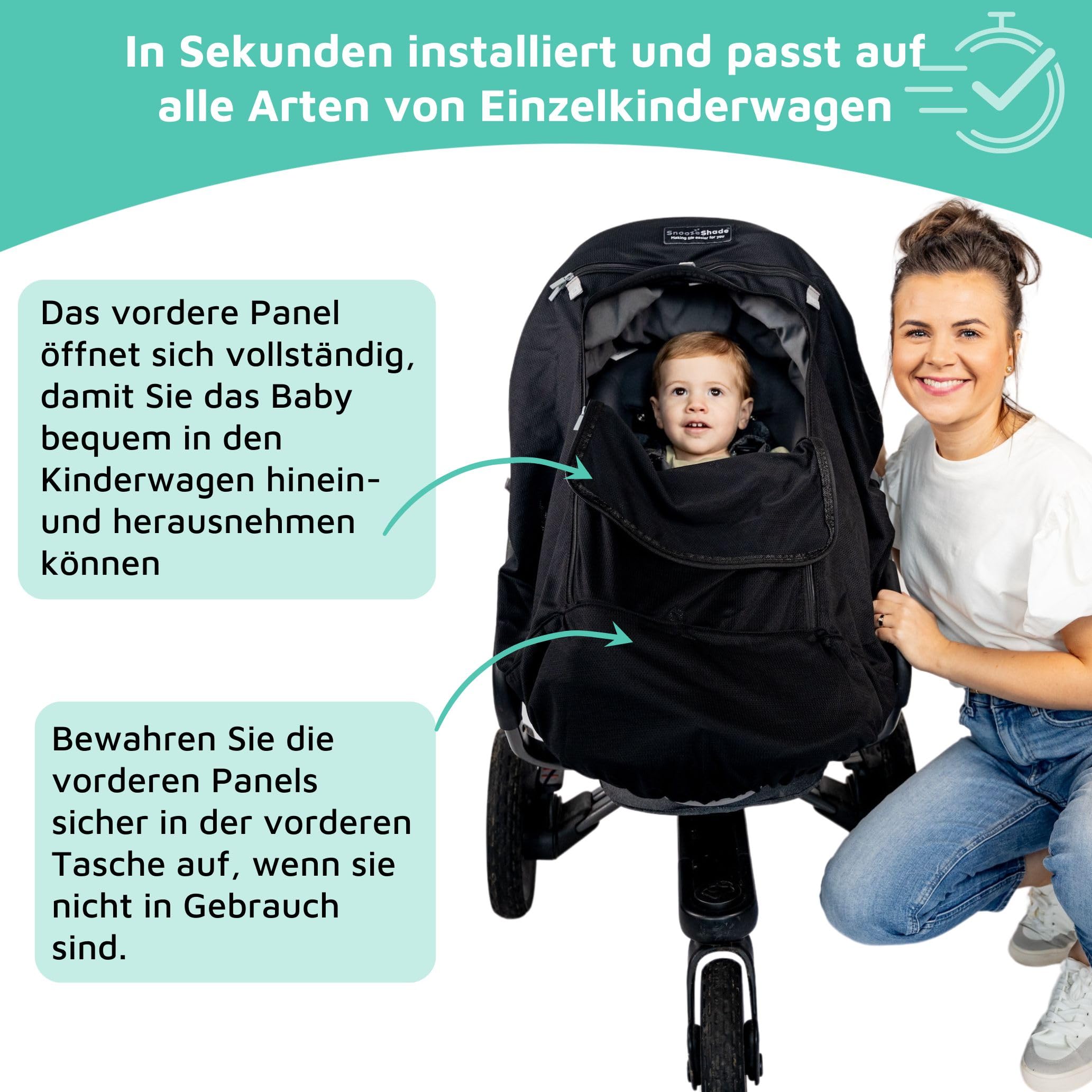 „SnoozeShade Plus Extra (6–9 Monate bis 3 Jahre) Universal-Passform für Baby- und Kleinkind-Buggys und Kinderwagen, Sonnenschutz und Einschlafhilfe für Kinderwagen | Blockiert sicher bis zu 99% der