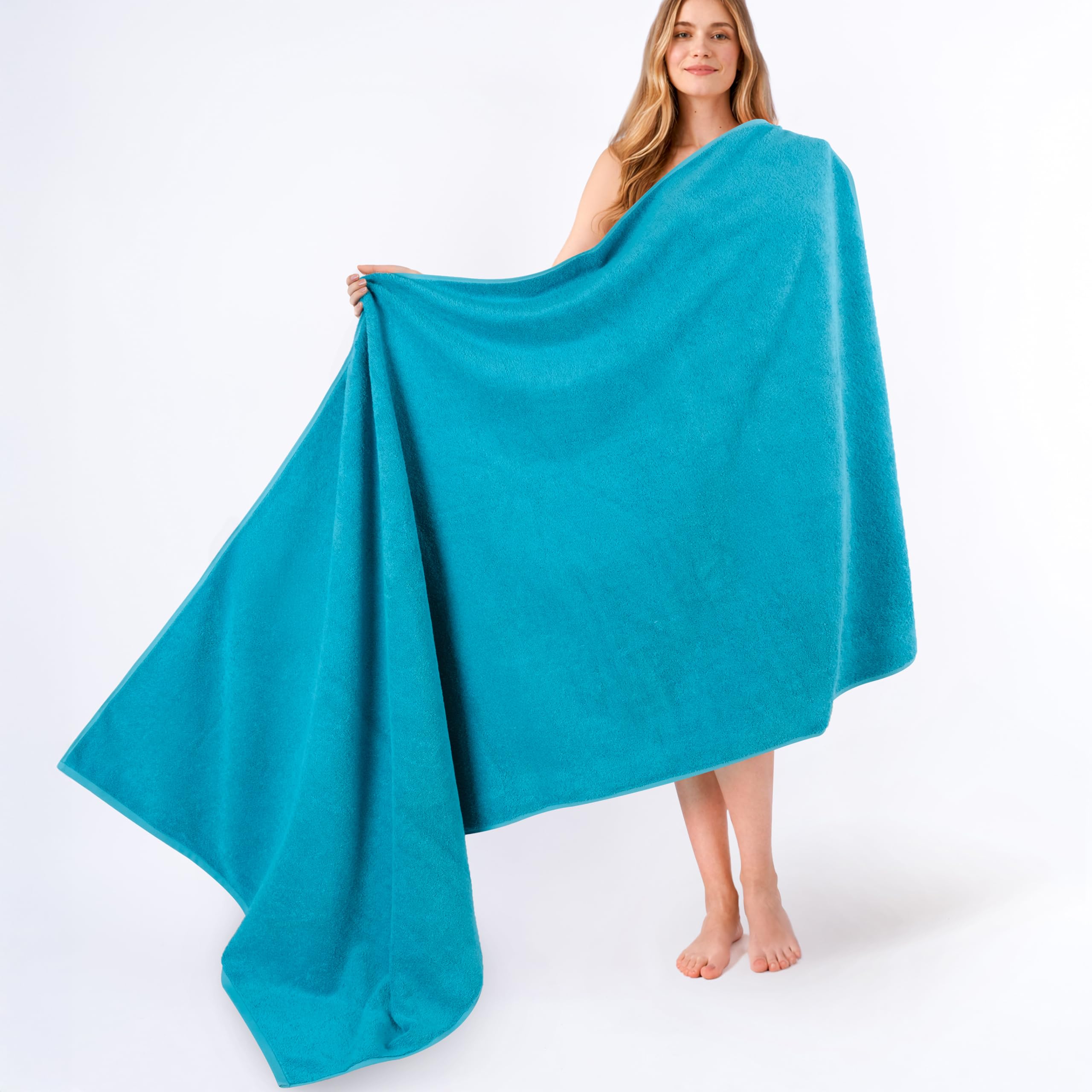 American Soft Linen Oversized Bath Sheet 40x80 Extra Large for Bathroom, 600 GSM 100% Cotton Turkish Jumbo Bathsheet Towels for Adults, Aqua Blue Bath Sheet โ image 1