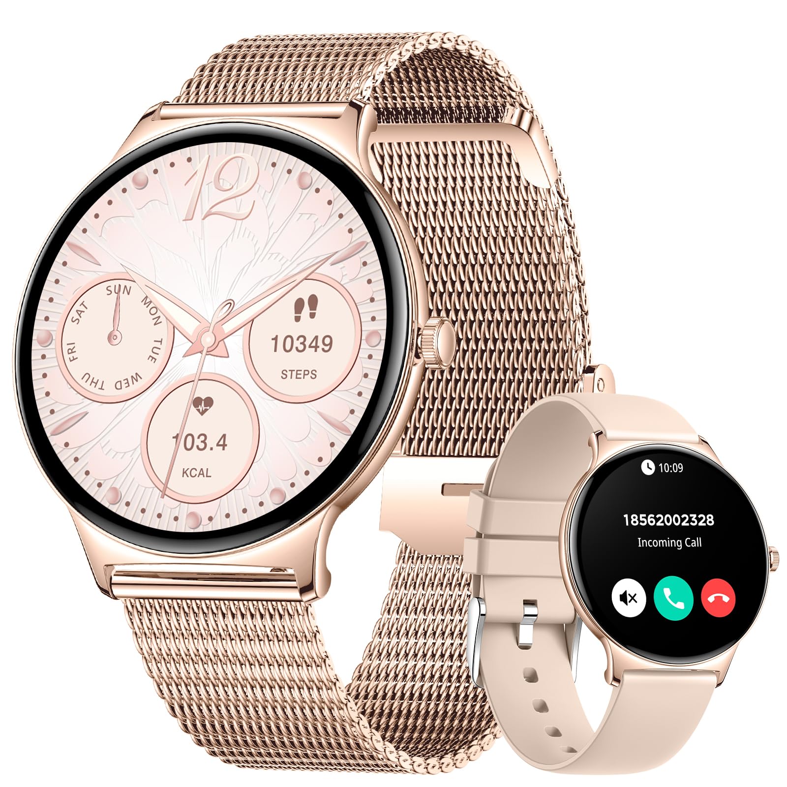 LIGE Reloj Inteligente Mujer con 1.43" AMOLED, IP68 Resistente al Agua/Llamadas Bluetooth/Monitoreo de Salud (Ciclo Menstrual, Sueño, Frecuencia Cardíaca), Estilo de Vida Saludable.