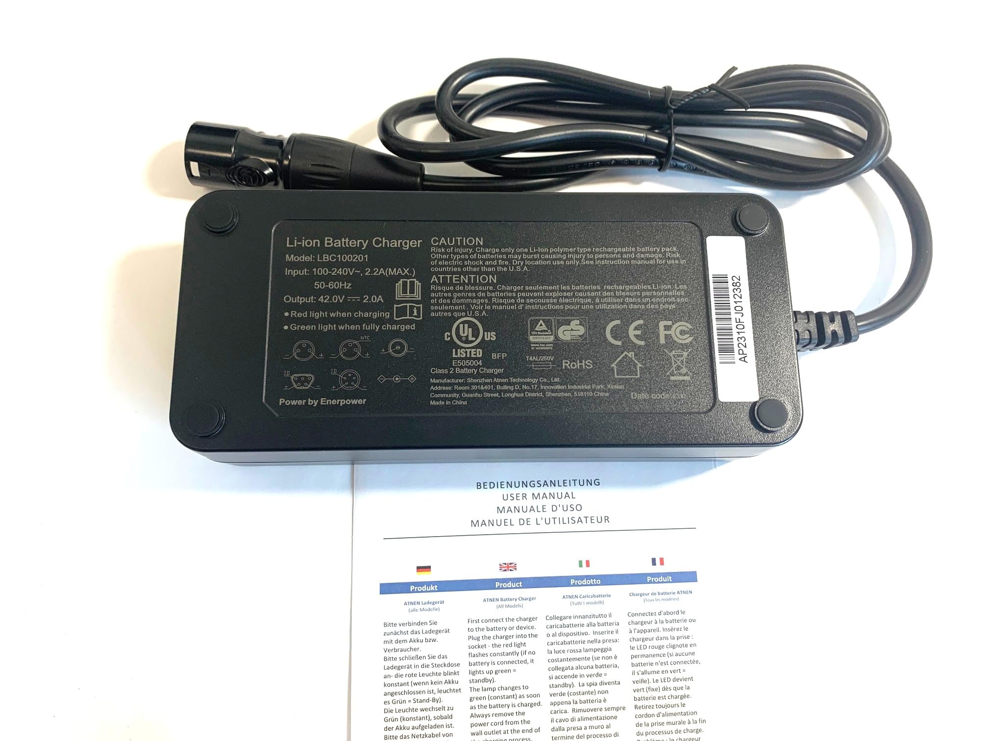 Enerpower Ladegerät 36V 2A 85W XLR-5 für Winora, Victoria, Pegasus, Hercules und Raleigh mit TranzX System