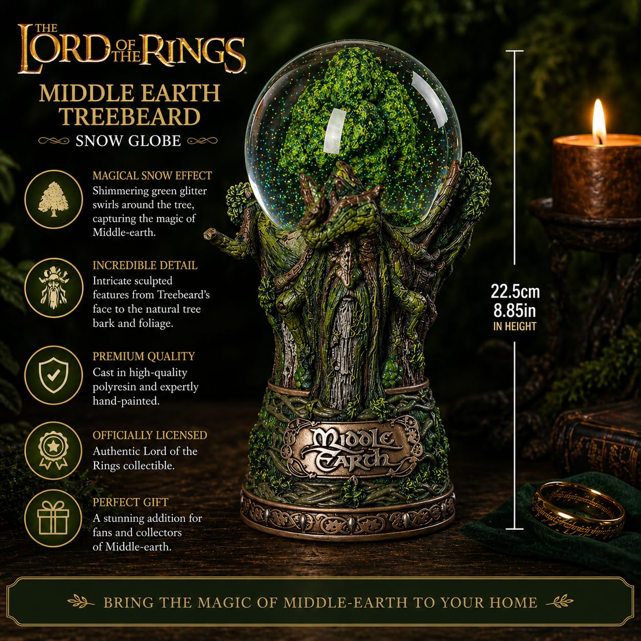 Nemesis Now Boule à Neige sous Licence Officielle Lord of The Rings Terre du Milieu Vert 22,5 cm