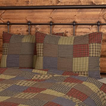 VHC Brands Rustic Bedding Ridge Cotton Patchwork Sham, Cedar Green...