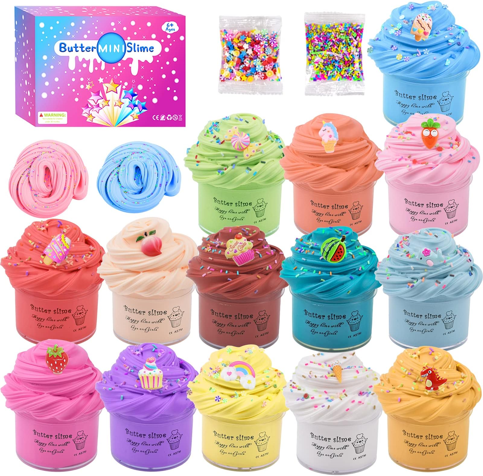 14 Pack Slime Kit Super Mini Butter Slime,Different kinds of color Scented Funny Slimes,Soft and Non-Sticky for Girls and Boys,Party Favor