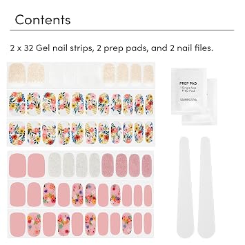 Dashing Diva Gloss Nail Strips Bundle - The Spring Florals Collection - Wallflower Frenzy & Bug Off - UV Free, Chip Resistant, Long Lasting Gel Stickers - Contains 2 Sets