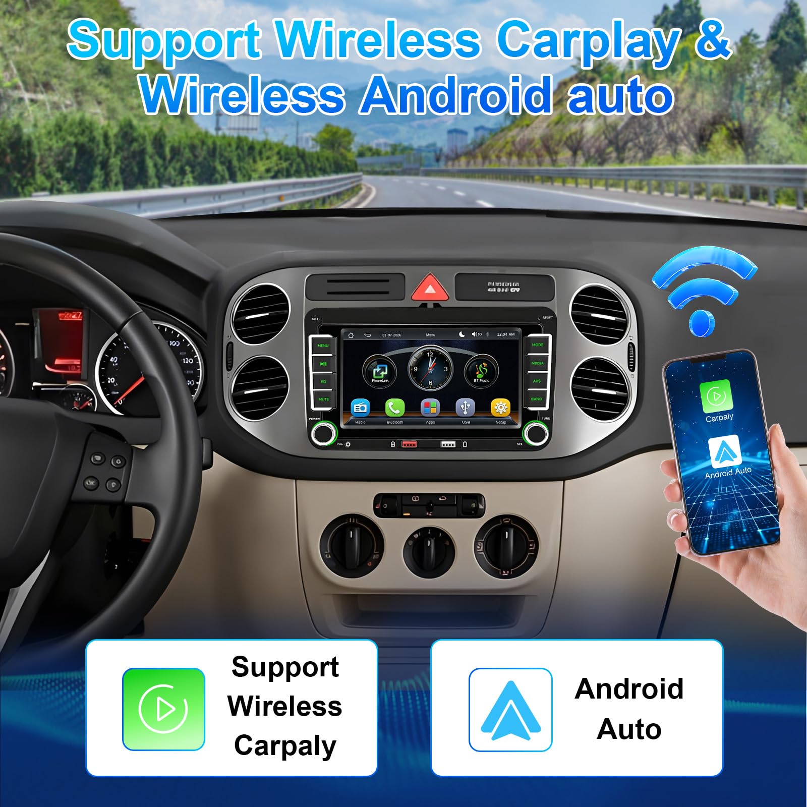Autoradio avec CarPlay et Android Auto pour VW EOS 2007-2016