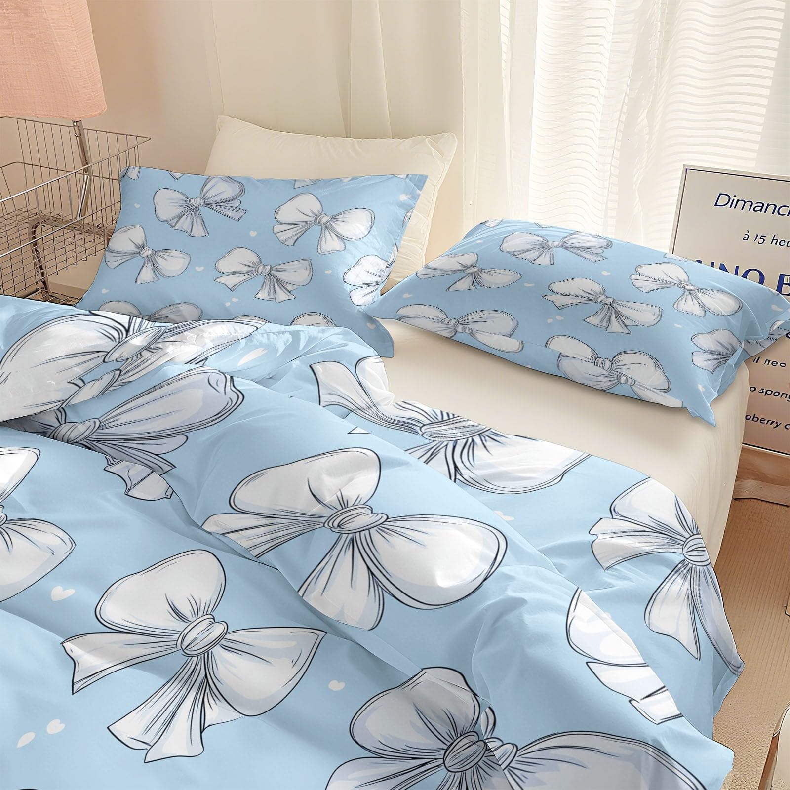 Set copripiumino super king size con chiusura a cerniera, in morbida microfibra traspirante, reversibile, per bambini, 260 x 220 cm + 2 federe da 50 x 75 cm, blu