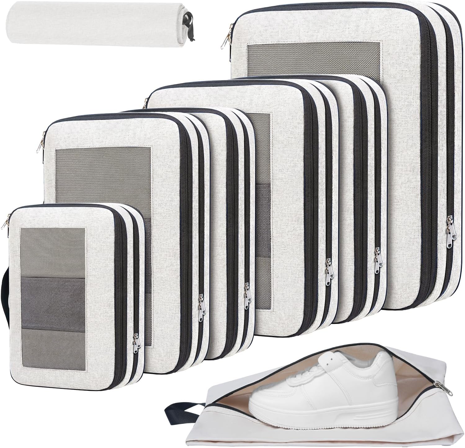 Compression Packing Cubes for Travel, Lightweight Vacation Travel Essentials, Travel Accessories for Suitcase Organizer Bags Set, Durable Luggage Organizer