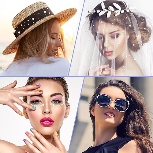 Miniatura 6 de NACHLYNN 12000 piezas de perlas de parte trasera plana, 8 tamaños, cuentas de perlas de media perla, perlas medias redondas para manualidades,