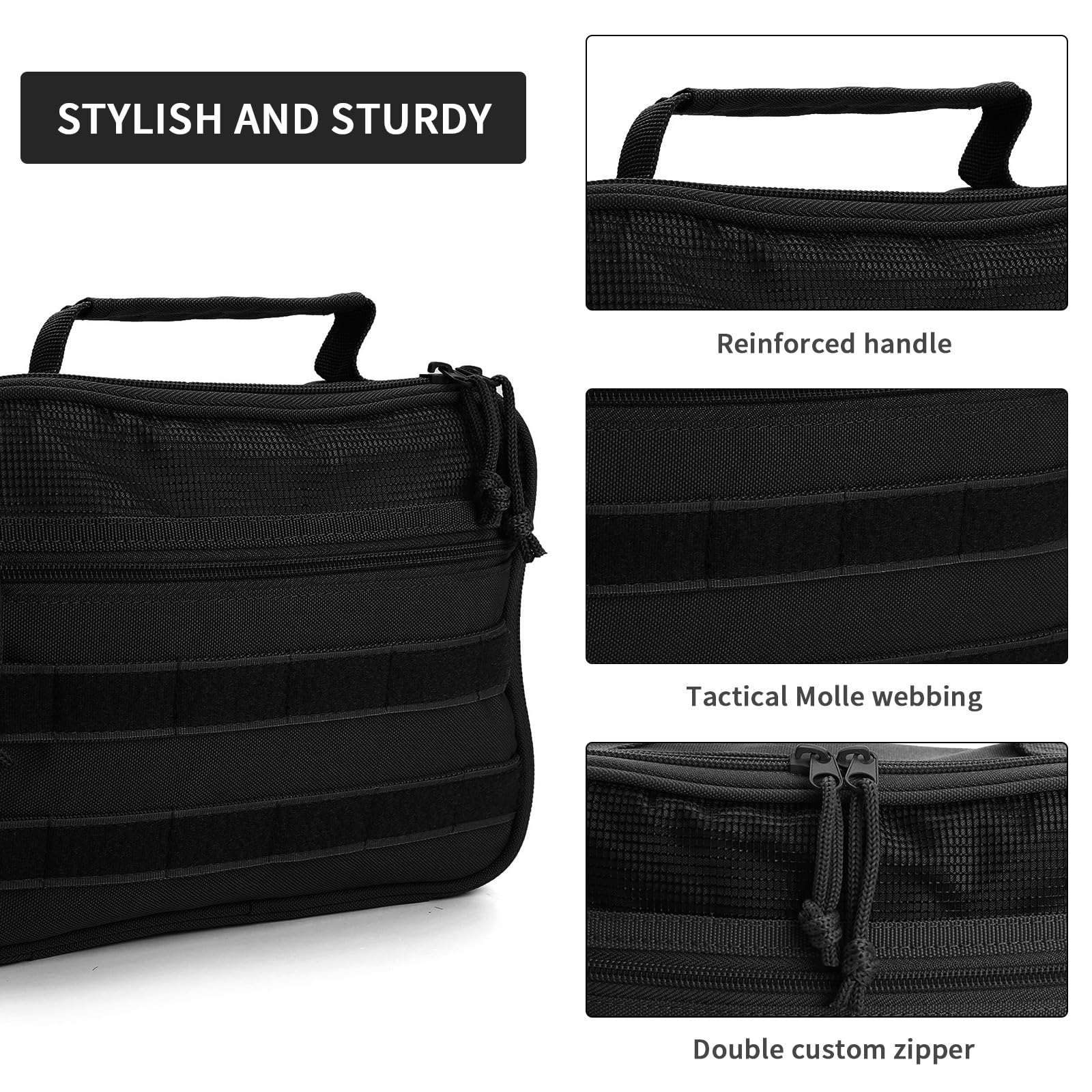 SUNRISING Neceser colgante para hombre, organizador de neceser de viaje, kit de aseo personal, bolsa de baño esencial de viaje para hombre, Negro, One Size, Táctica