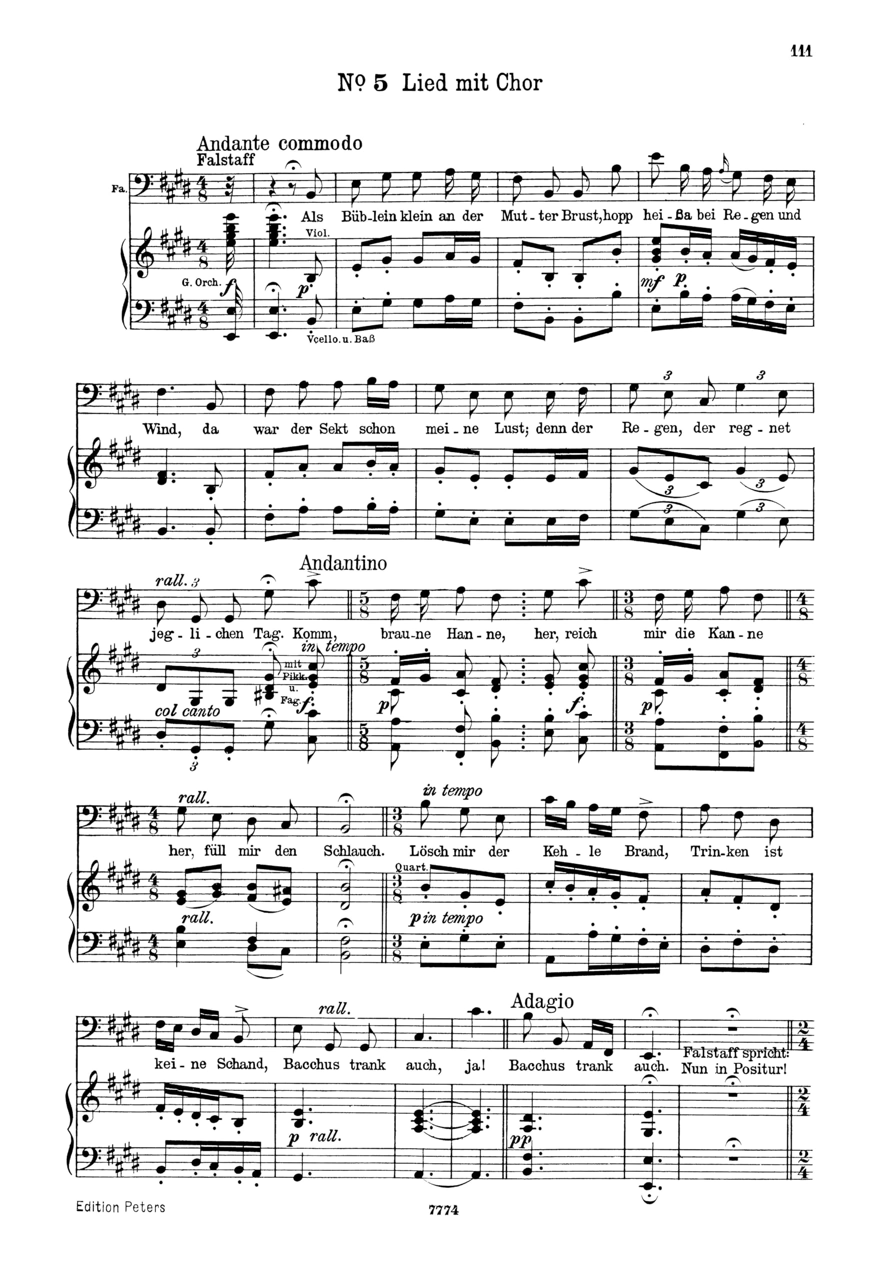 Die Lustigen Weiber Von Windsor the Merry Wives of Windsor Vocal Score: Comic Fantastic Opera in 3 Acts