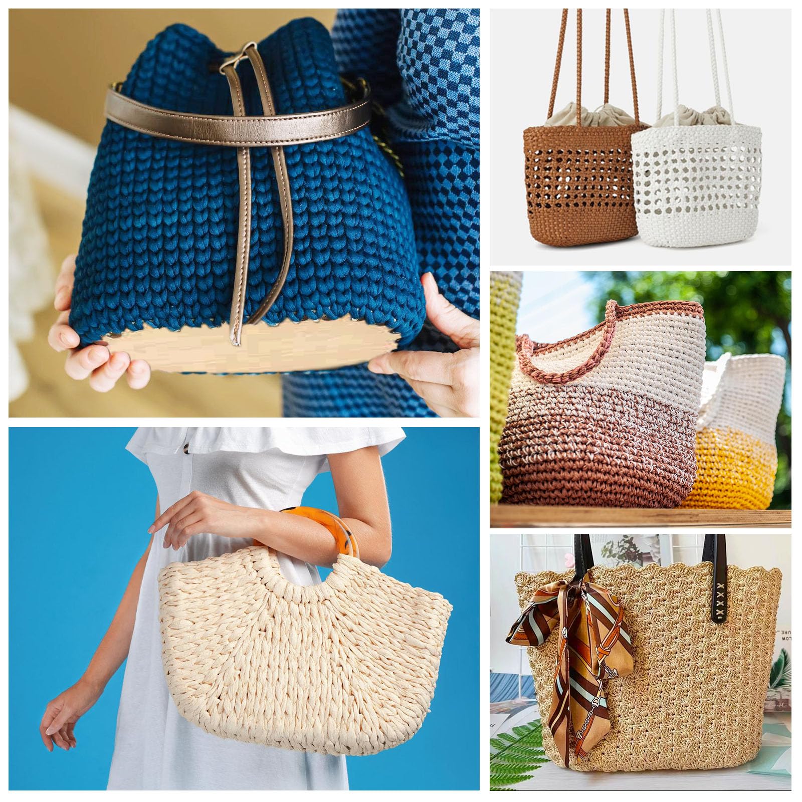 Set 9 Pezzi Base Per Uncinetto Nicklin - Cerchi E Ovali 10-30cm In Legno Con Gancio Per Cestini Fai Da Te