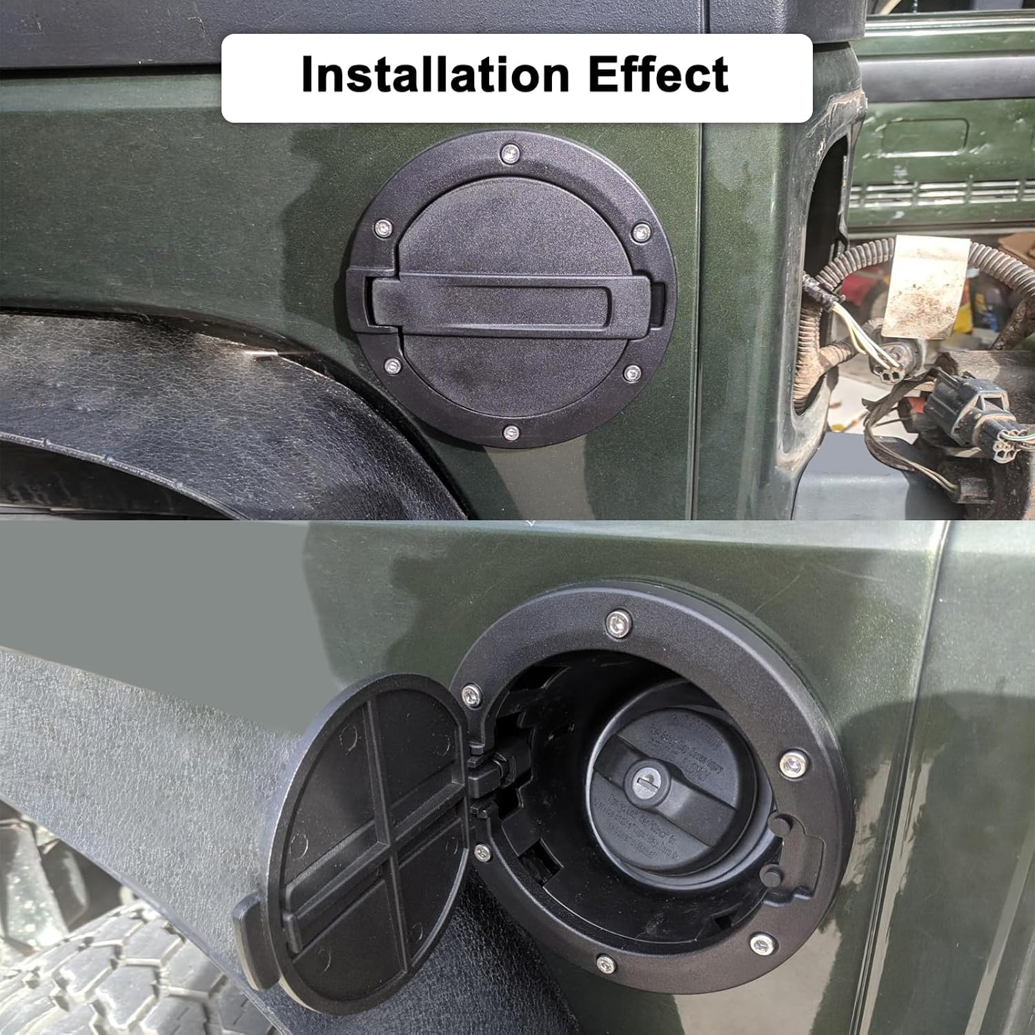 Mupera Aluminum Gas Cap Cover Compatible with 2018-2024 Jeep Wrangler JL & JLU 2 Door 4 Door - Fuel Door with Matte Black Finish, Corrosion-Resistant Exterior Accessory