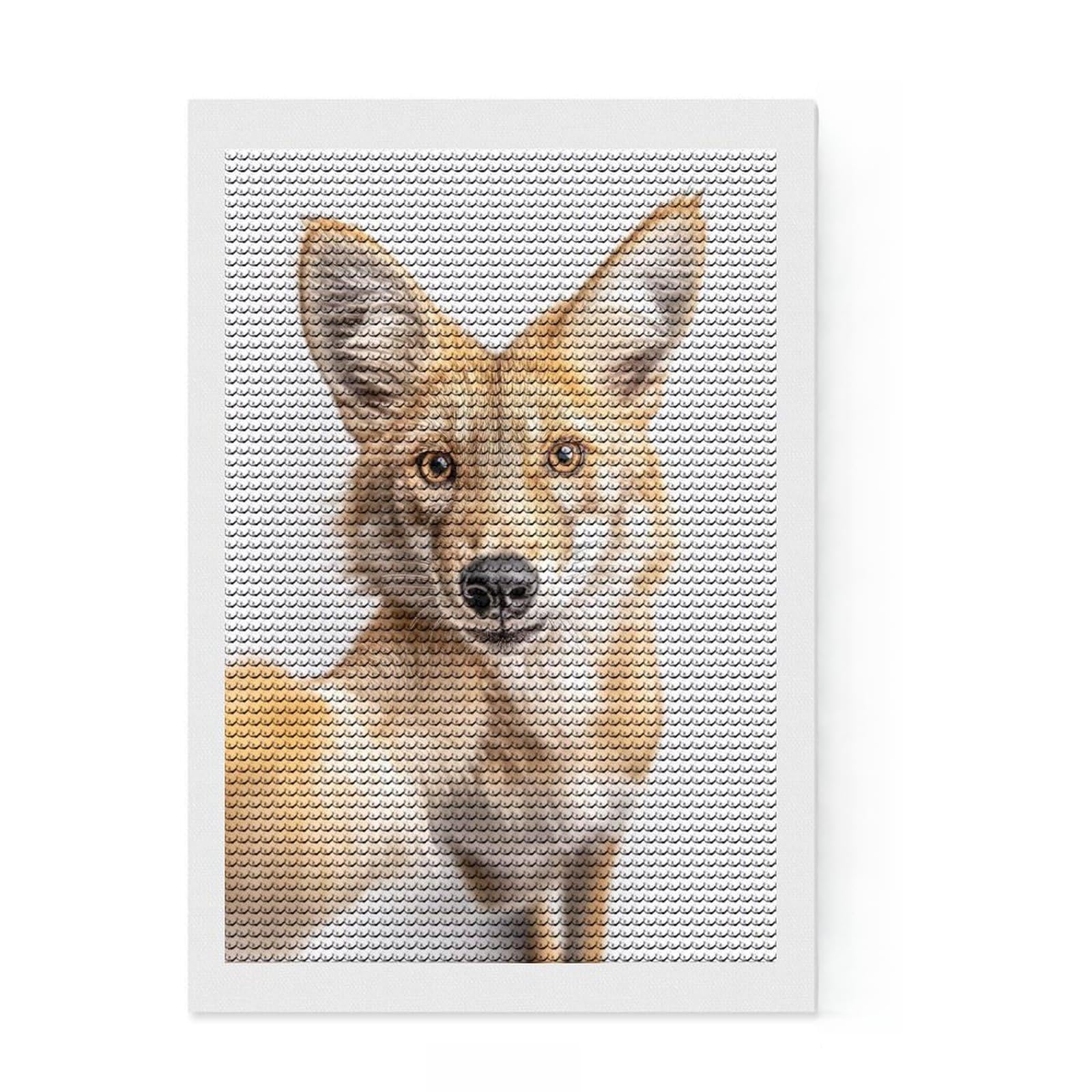Junmoney Jackal Selfie Diamond Painting Kit 8"x12", Living Room Decor, for Beginners, Easy Handmade Project, Gift Idea, Adhesive Canvas