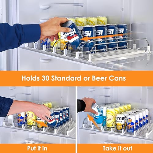 Miniatura 5 de Minicloss Organizador de bebidas para refrigerador, organización de refrigerador, organizador de latas de refrescos, almacenamiento de bebidas con
