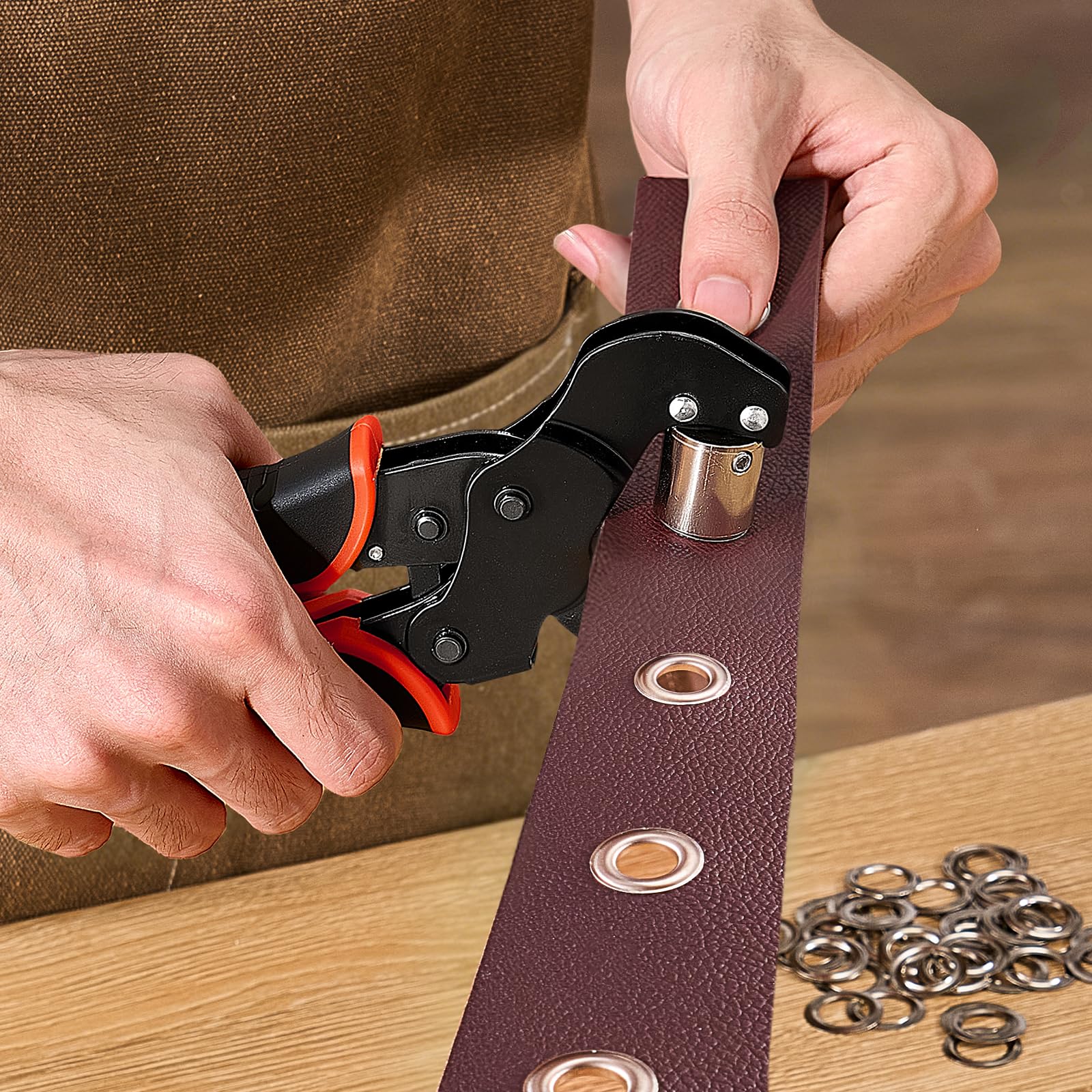 VEVOR Kit di Attrezzi per Occhielli da 6/8/10 mm 900 Pezzi con Rondelle | Pinza Occhiellatrice Manuale, Strumento per Forare Blocchi per Pelle Cuoio Teloni Scarpe Artigianato Tessuto Lavori Fai Da Te
