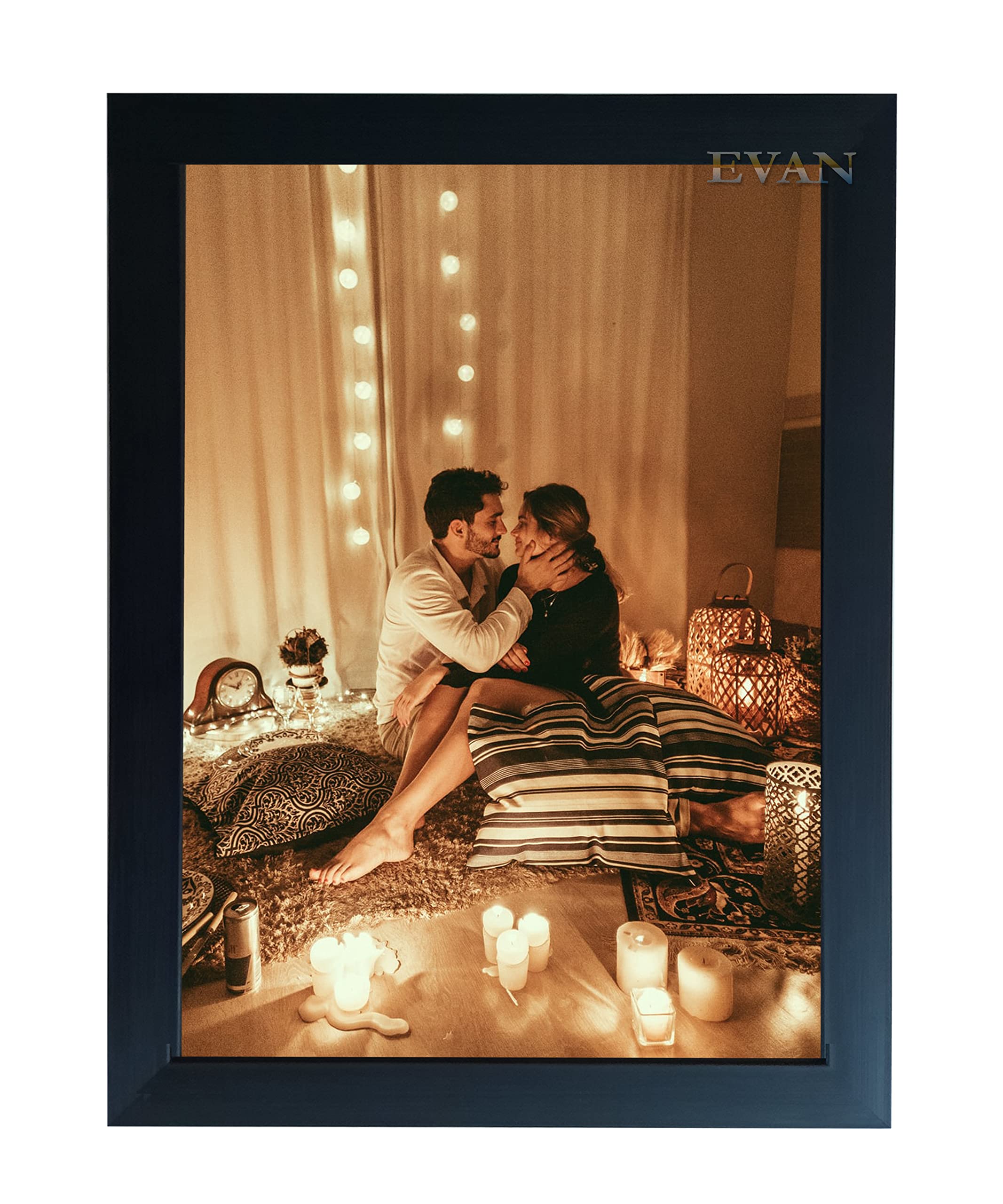 EVAN Black Photo Frame 10" x 12" Inch with Wall Hanging Hooks with 2mm Plexi Glass For Home and Office decoration , Vertical and Horizontal Use ( Pack of 1)