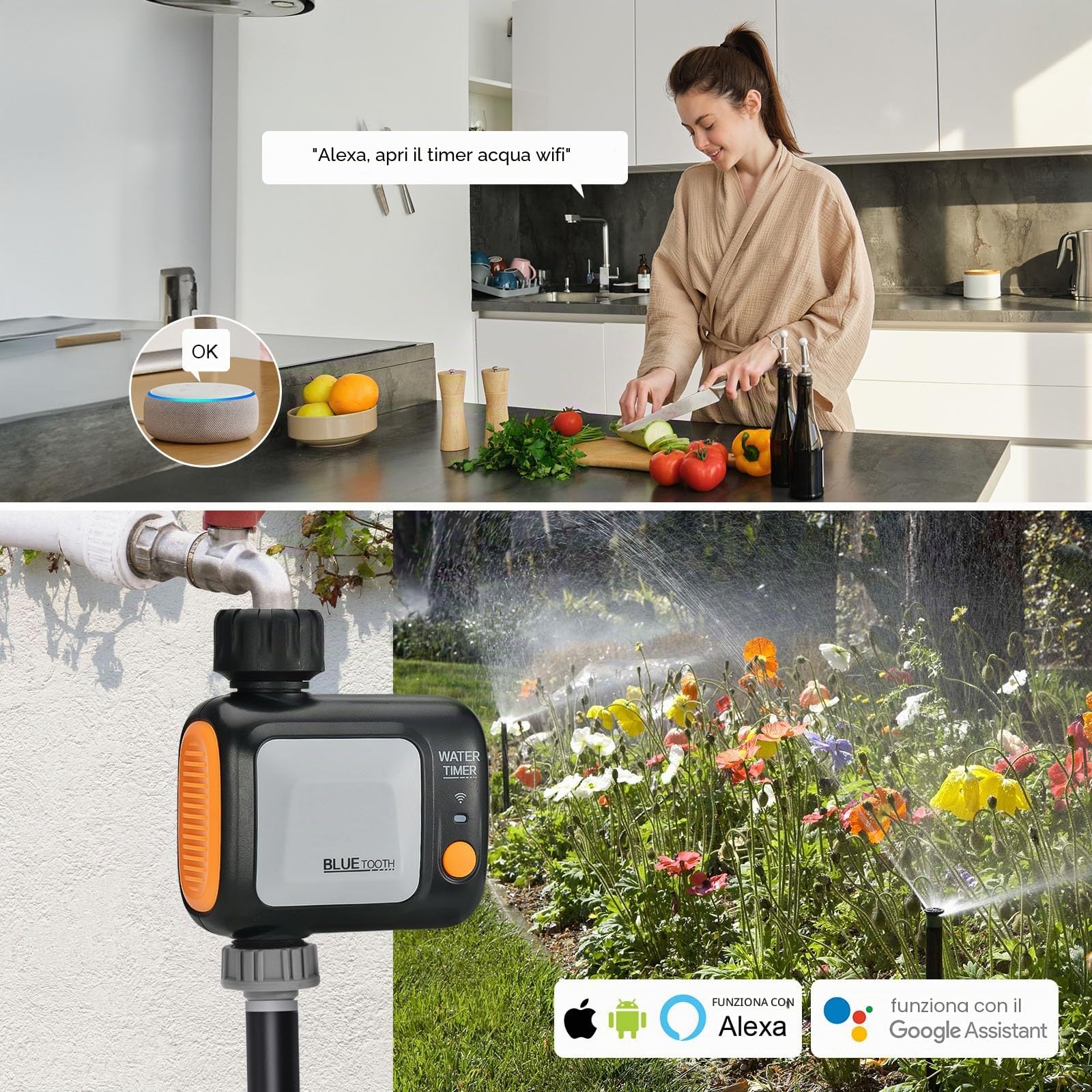 johgee computer di irrigazione wifi con hub WiFi, controllo automatico intelligente per irrigazione giardino con app/Alexa, Google Assistant, per serra da giardino