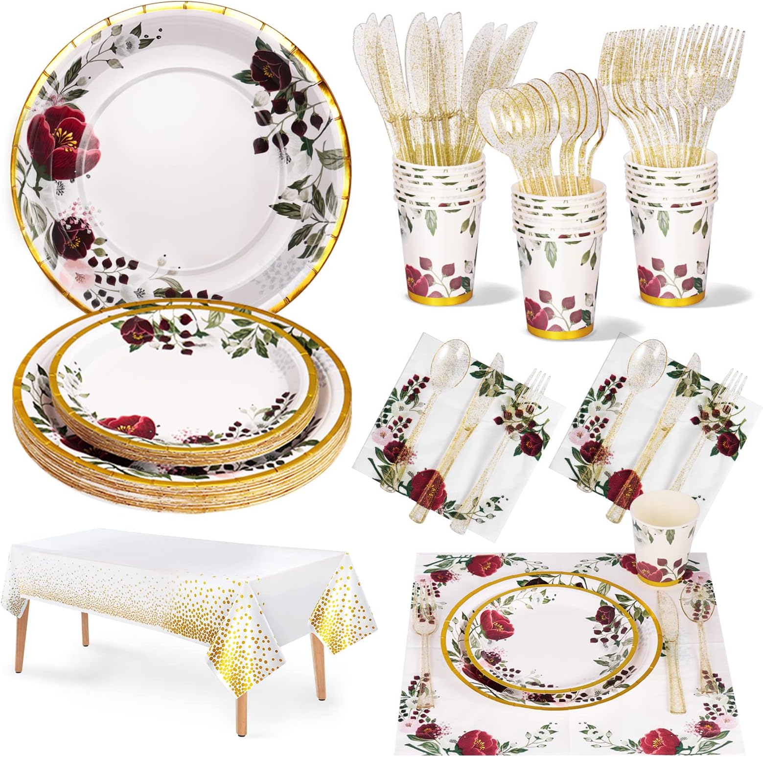 96 Pcs Party Plates Cups and Napkins Set, Baby Shower Party Tableware