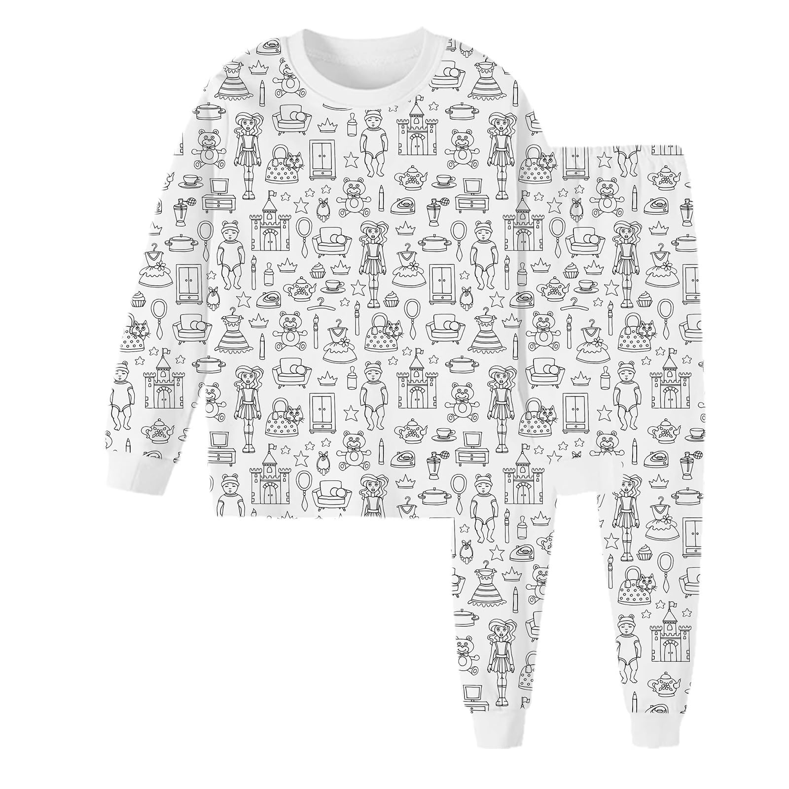 Cokbyavla Color Your Own Pajamas,Comfy Pajamas For Newborns Girl Kids Satin Pajamas Bunny Pjs Toddler Sleepwear Set Cute For Big Kids Boys Short Pajama Set Baby Pjs 12-18(21White,6-7 Years)