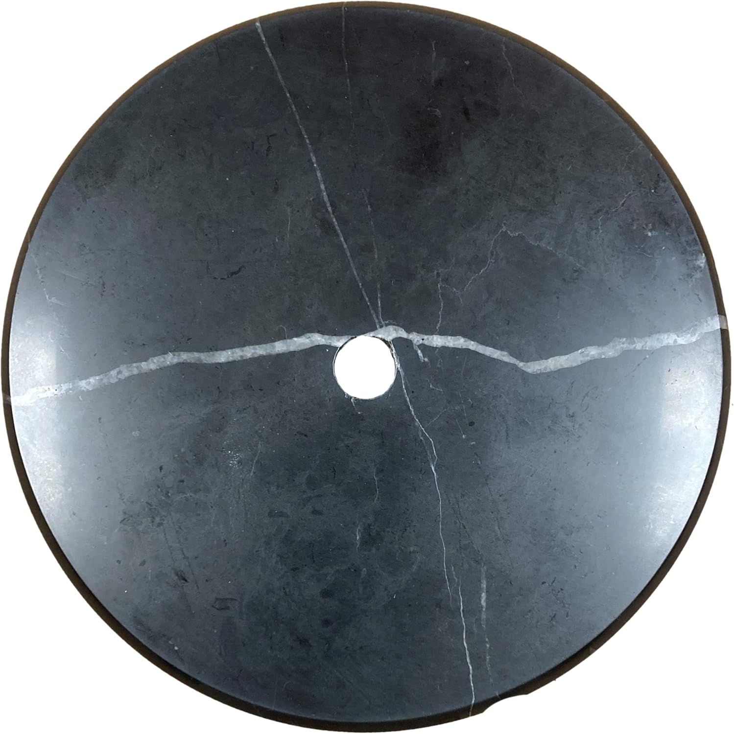 Lamp/Sculpture Base-Marble-6"-Round: Black or White (1 Pc.) (6" Marble-Round-White-w/Cord Hole)