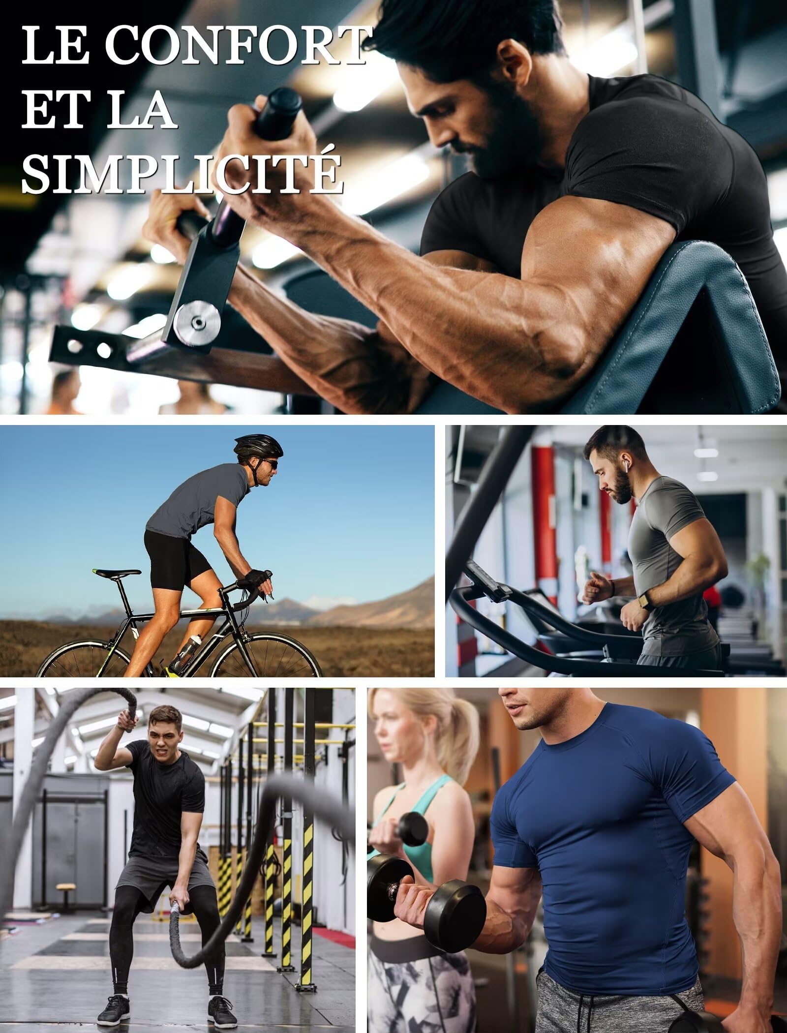 4 Pack Tee Shirt Compression Homme Manches Courtes Tshirt Running Homme Vetement de Fitness Gym Compression Maillot T-Shirt Baselayer pour Sports Jogging Musculation Gym