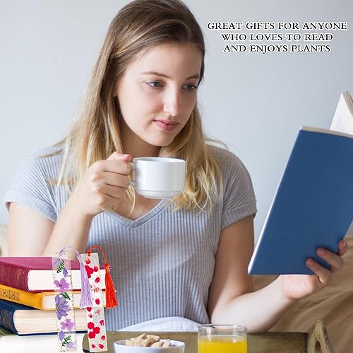 Miniatura 6 de 2 marcapáginas de resina de flores secas para hombres y mujeres, amantes de los libros, hecho a mano, transparente, floral, prensado, marcapáginas,