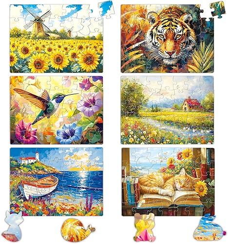 Miniatura 1 de 6 paquetes de rompecabezas de piezas grandes para personas mayores, rompecabezas de demencia de 35 piezas para adultos mayores, juegos cognitivos de