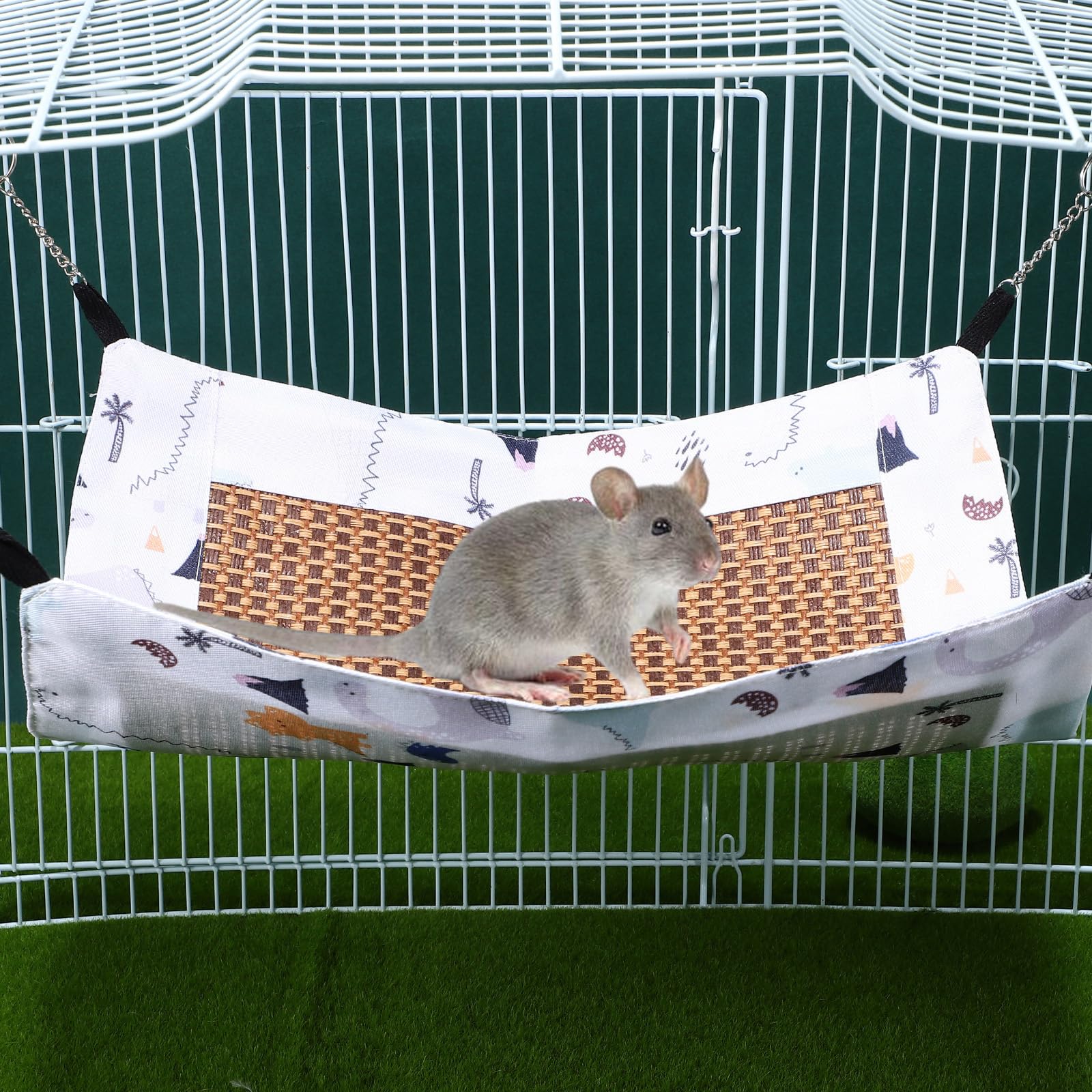 POPETPOP Hamaca Colgante para Hámster Y Mascotas Pequeñas Cama Y Transpirable con Diseño De Dibujos Animados Fácil De Colgar Y Lavable para Chinchillas Y Ardillas