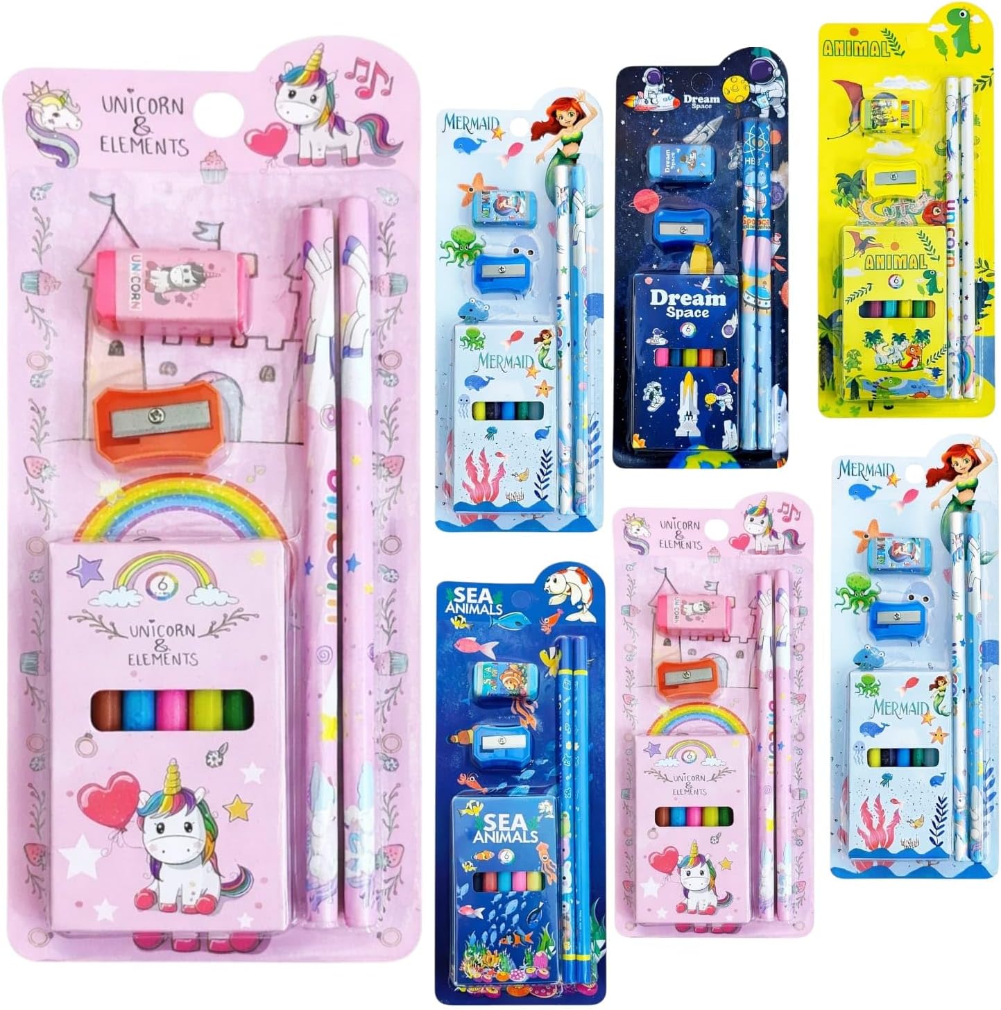 Stationery Set for Kids | Return Gift Small Stationery Kit,Pencil Eraser Sharpener | Combo Pack Return Gift Items (6(Pcs))