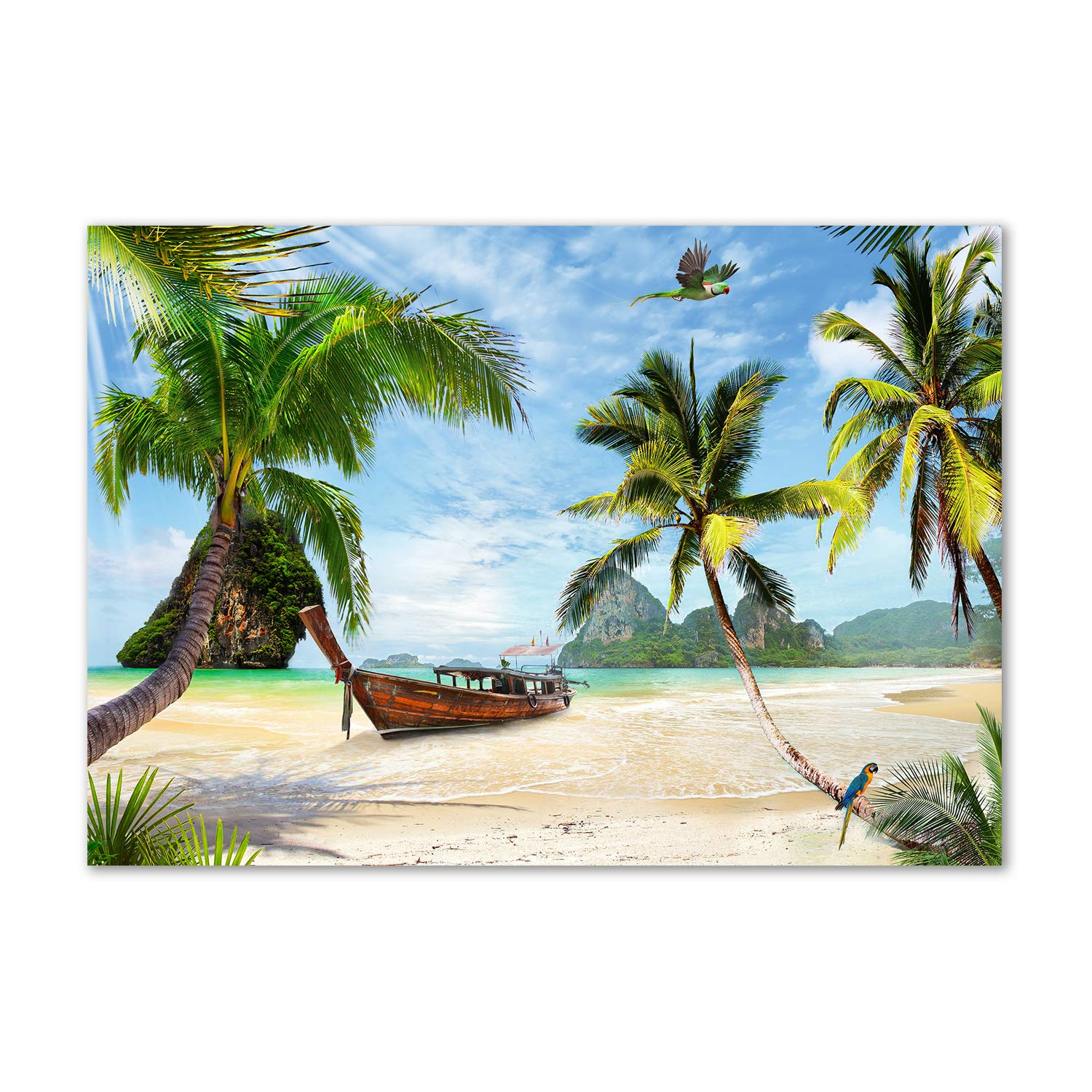 Déco mural acrylic glass picture palmiers plage tableau moderne