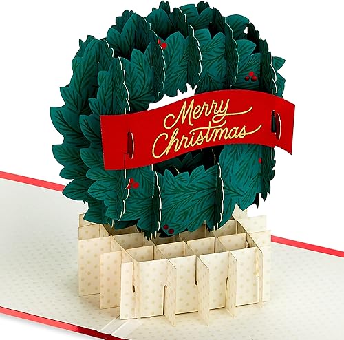 Hallmark Signature Paper Wonder - Tarjeta de Navidad desplegable (corona clásica) Hallmark Signature Paper Wonder - Tarjeta de Navidad desplegable (corona clásica)