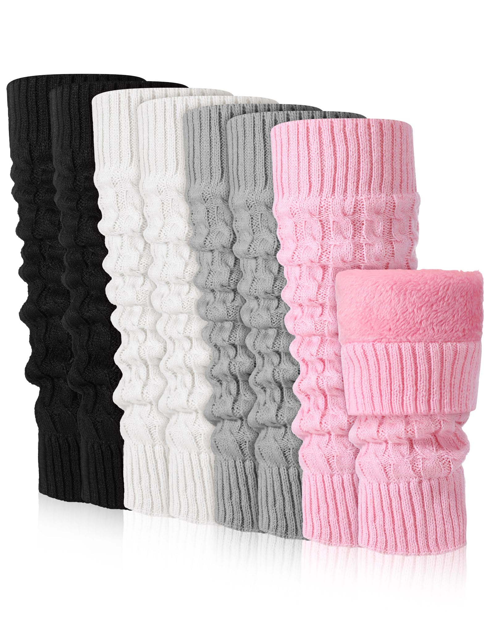 Chuarry 4 Pairs Fleece Lined Leg Warmers for Women Cold Weather