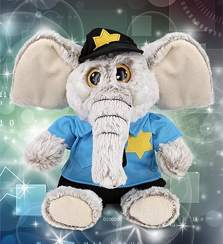 Miniatura 6 de DolliBu Juguete de peluche de oficial de policía de elefante sentado súper suave, disfraz de policía de elefante con lindo uniforme de policía y