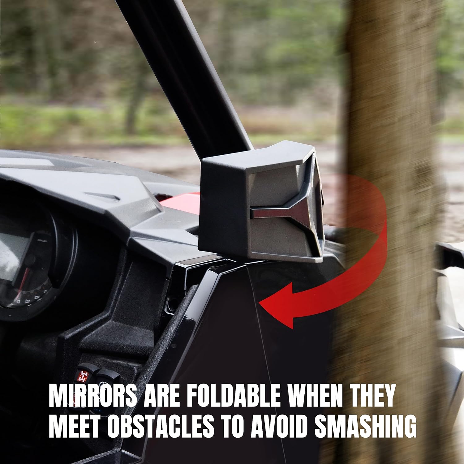 Rearview Side Mirrors for Polaris General XP 4 1000 16-24, Adjustable Clear Folding Side Mirrors for Polaris General 1000/4 1000 / XP 1000 / XP 4 1000 2016-2024 Accessories (2PCS) - Image 3