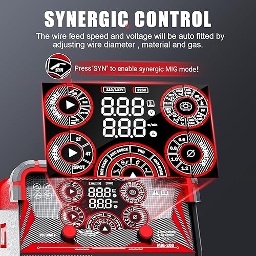 Miniatura 9 de AWT - Soldadora MIG de aluminio, 200 A, 8 en 1, con núcleo fundente sin gasMIG a gasMIG con varillaTIG con elevaciónsoldadura por puntospistola de