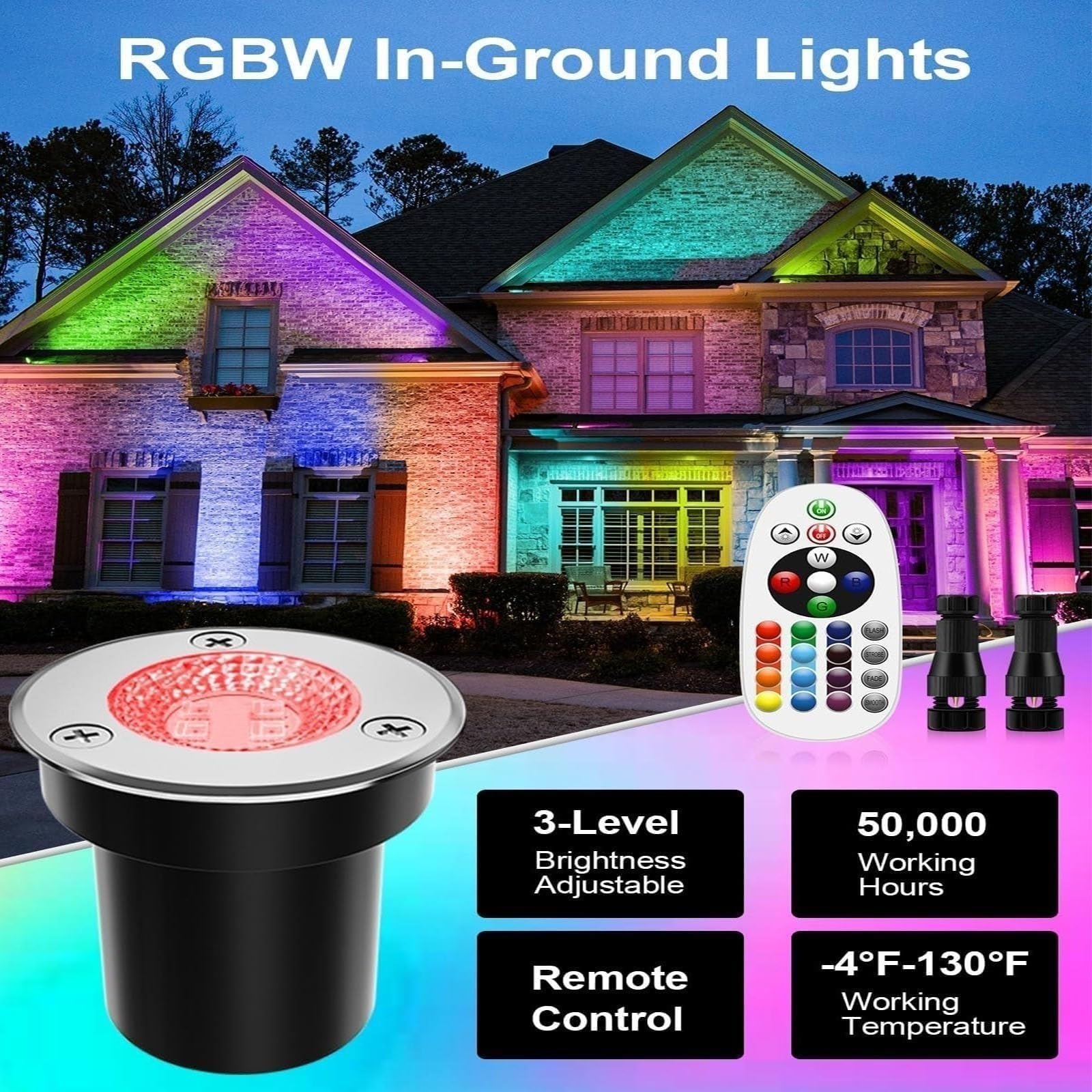 8 Focos LED De Haz Plano, Luces LED RGB De 12-24 V Para Exteriores, Luces Empotrables De Bajo Voltaje Con Cambio De Color, Impermeables IP65 Para Jardines, Caminos Y Patios(3W(12v))