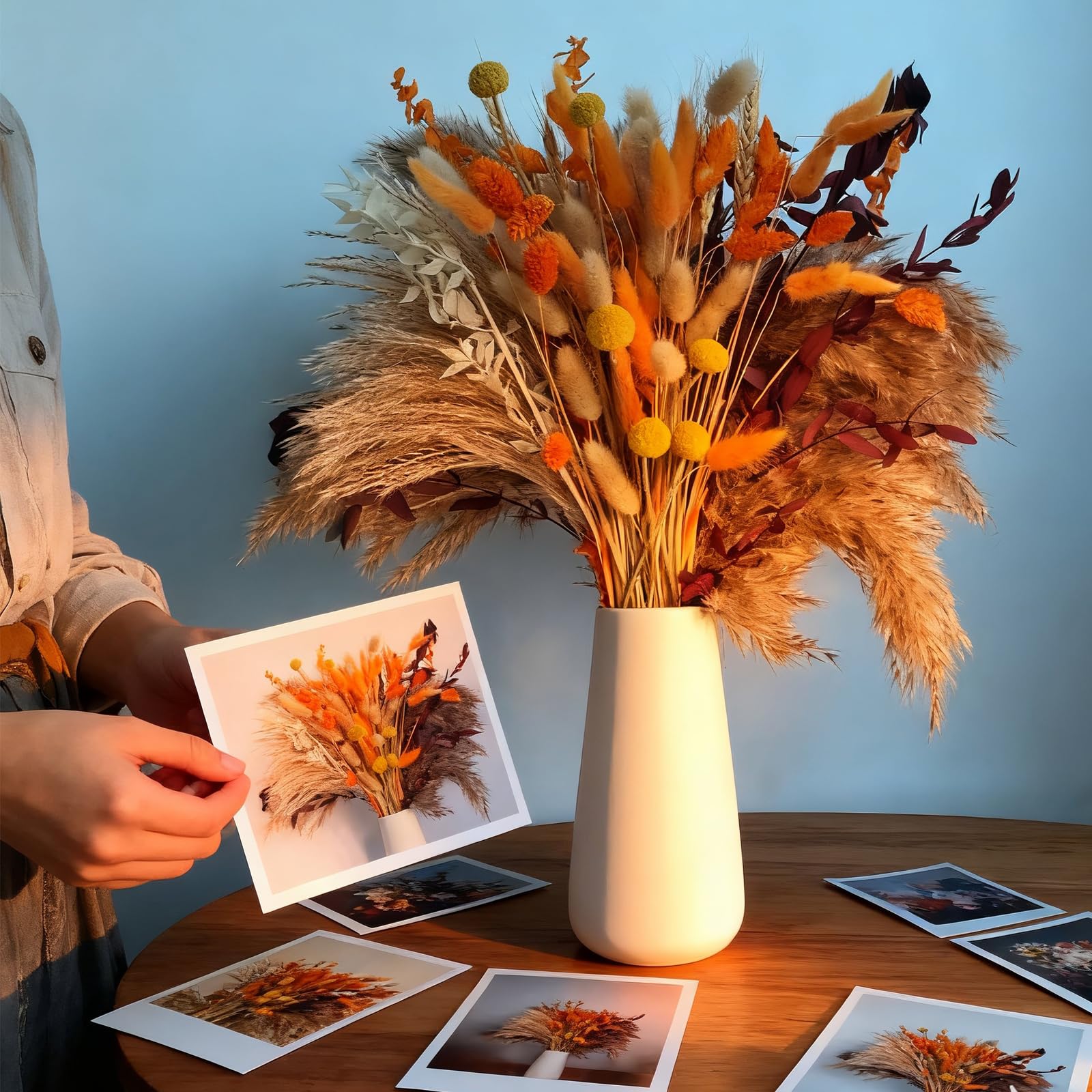 100 bouquet autunnali essiccati con erba di pampa, coda di coniglietto, lavanda e eucalipto rosso, decorazione per la casa, vaso, veranda e giorno del Ringraziamento