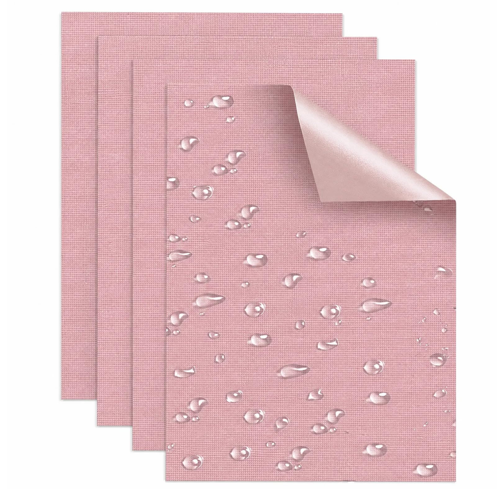 Skystuff Self-Adhesive Canvas Repair Tape, Heavy Duty Waterproof Fabric Repair Patches for Sofa, Chair, Awning, Tent, Clothes, Camping Outdoor Gear, Instant Strong Fix, 15x20cm, 4pcs Pink