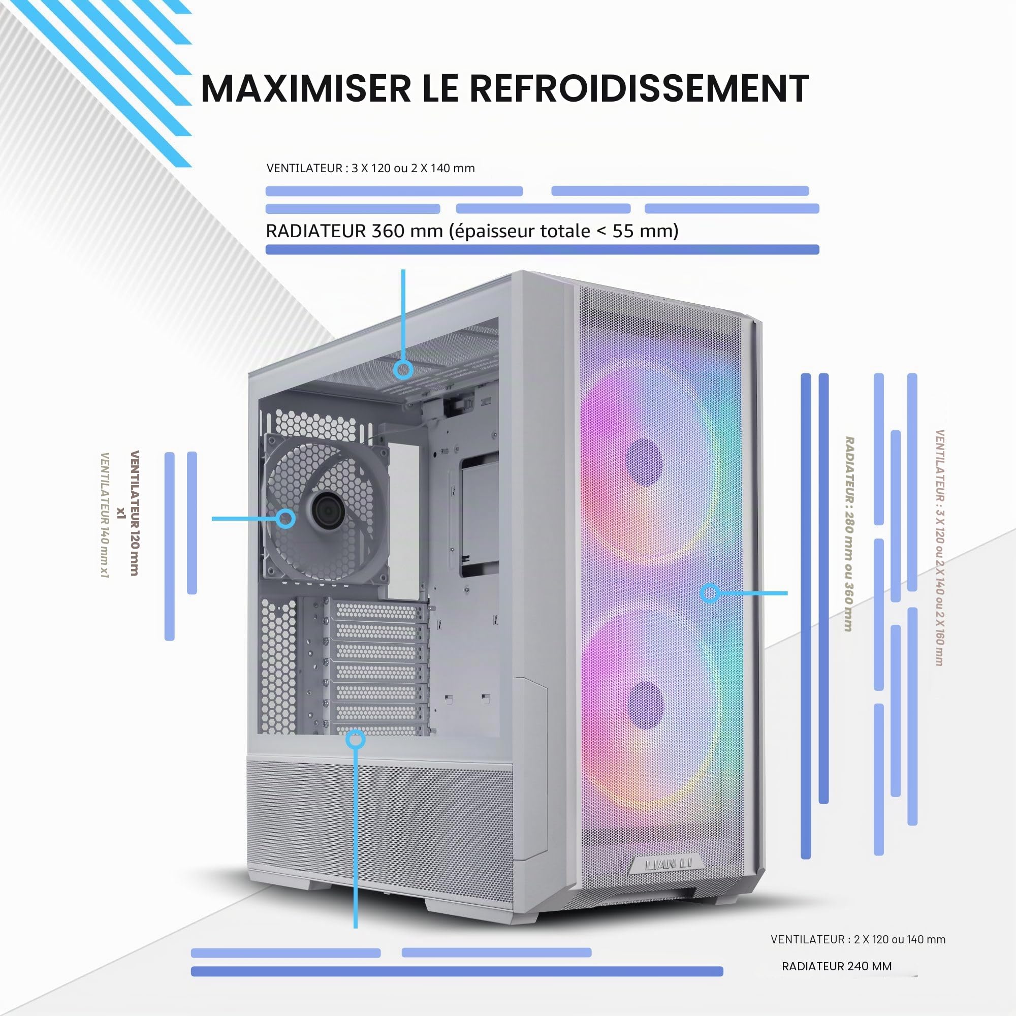 Lian Li Lancool 216 Midi Tower Trasparente, Bianco (lian Li Lancool 216 Rgb MiD-Tower Pc Case - White)