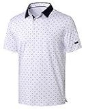 Mens Golf Polo Shirts Short Sleeve Dry Fit Performance Moisture Wicking Casual Print Collared Golf Shirts for Men