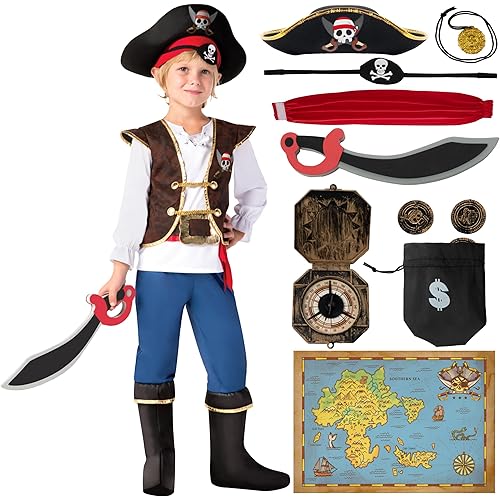Spooktacular Creations Halloween Pirate Costume Kids, Boys Pirate Costume Set for Toddler Halloween DressUp, Themed Party