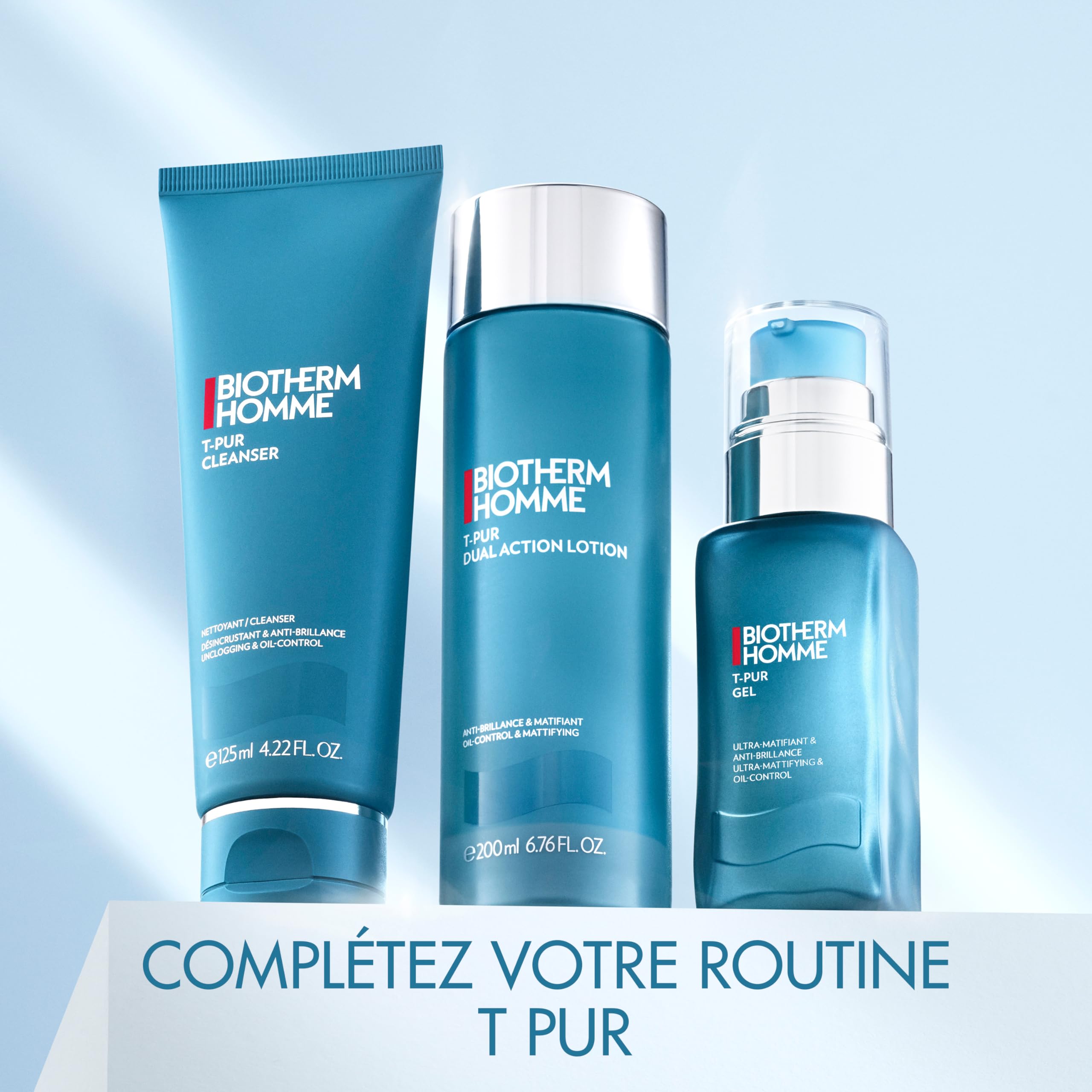 Biotherm Homme, T-Pur Gel Hydratant Homme, Purifie la Peau, Anti-Sébum et Anti-Brillance, Enrichi en Biotech Plankton et Sels de Mer Français, Pour Peau Normale à Grasse, 50 ml