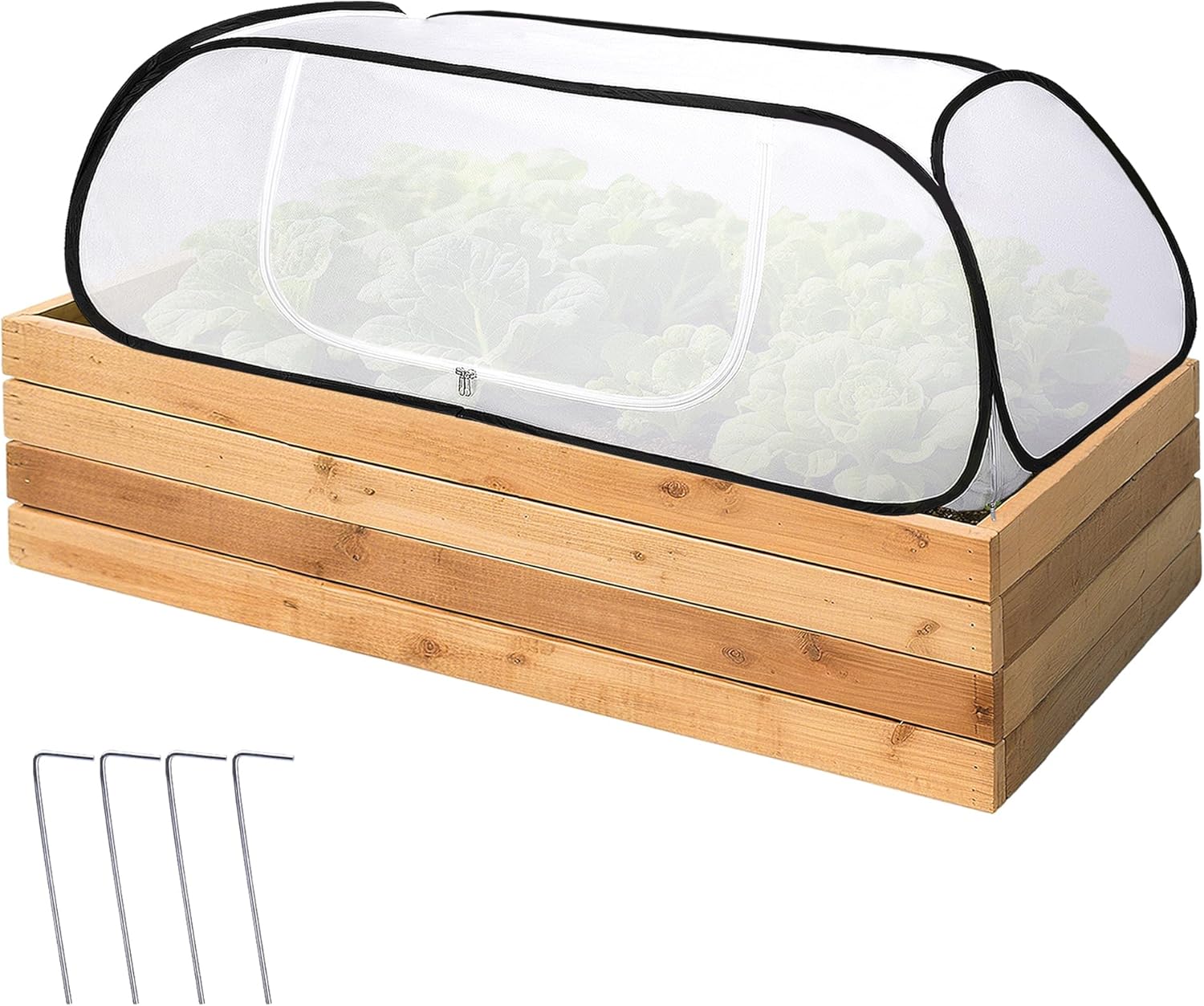 2 Pcs Pop Up Winter Garden Rows Plant Covers, 45" x 22" x 16" Raised Garden Beds Vegetable Rows Cold-proof Plant Protector, Freeze Protection Raised Bed Cover Accelerator for Snow Frost Protection