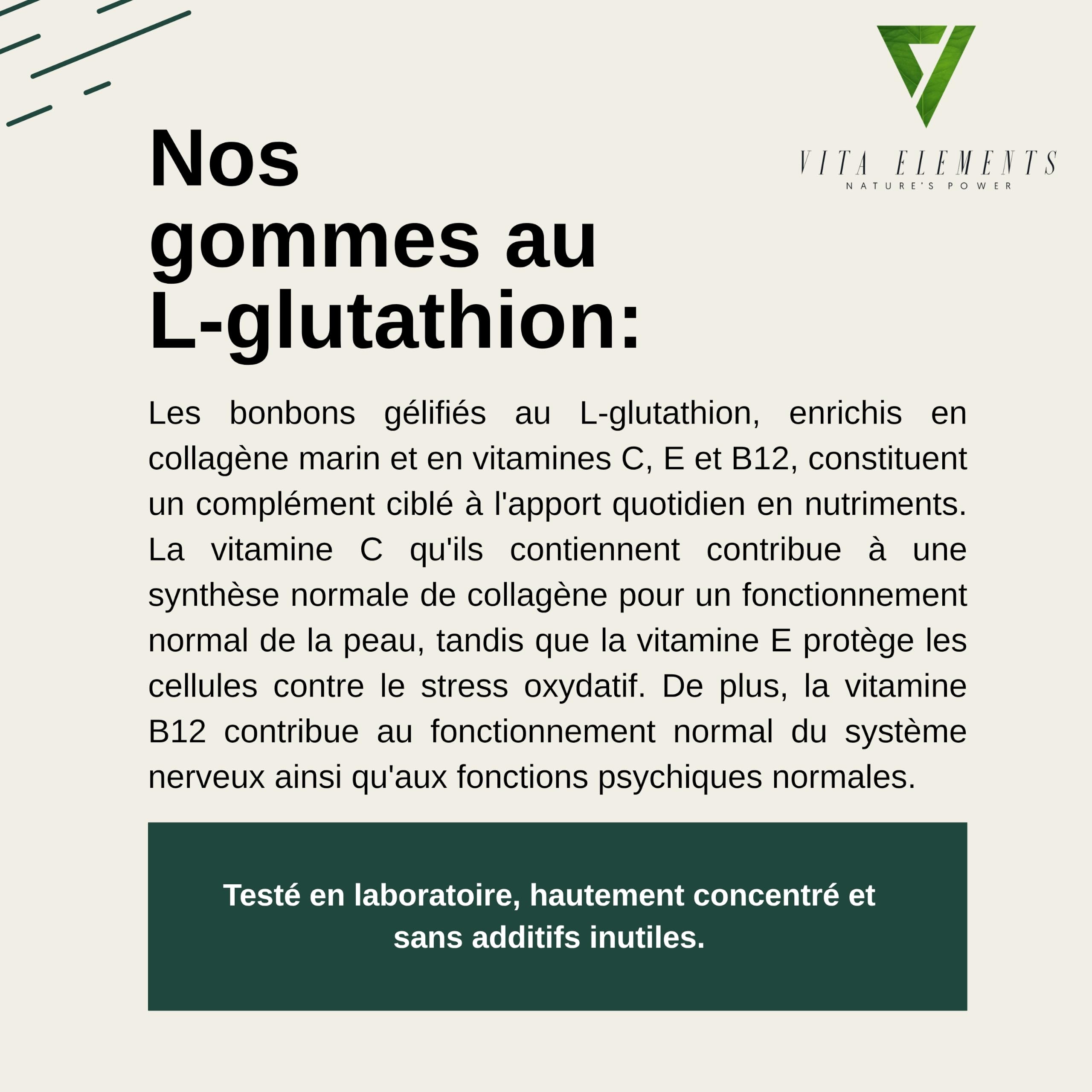 Vita Elements Gommes L-Glutathion - 60 unités - Lot de 3