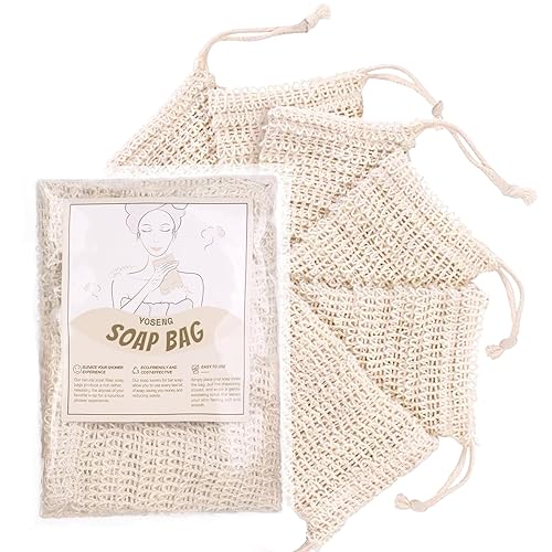 Paquete de 6 bolsas exfoliantes de jabón natural, ahorradores de jabón para barra de jabón, bolsas de jabón de fibra de sisal natural para espumar y Paquete de 6 bolsas exfoliantes de jabón natural, ahorradores de jabón para barra de jabón, bolsas de jabón de fibra de sisal natural para espumar y