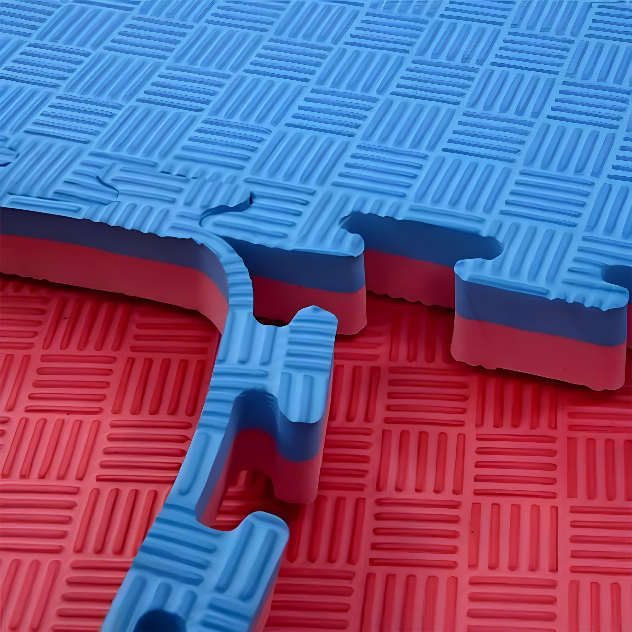 Tatami Palestra 100x100x4 cm Rosso/Blu – Tappeto Puzzle in Gomma EVA Antitrauma, 1 Piastrella Tatami Giapponese Antiscivolo per Judo, Karate, MMA, Arti Marziali