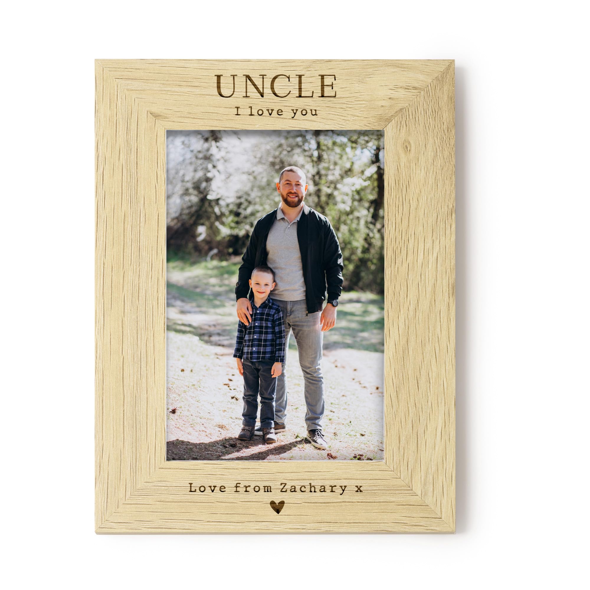 Personalised Uncle Photo Frame Wooden 4x6, Uncle I Love You Engraved Picture Frame, Birthday Gift for Uncle, Brother or Brother-in-Law (Portrait)